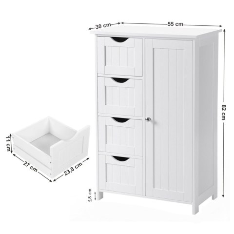 Szafka łazienkowa szuflady i półki biała Szafka łazienkowa z półkami i szufladami, niezwykle pojemna, biała, uniwersalna.