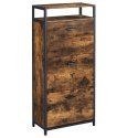 Szafka na buty wysoka brązowa 130 cm Szafka z organizatorem na buty w stylu rustykalnym, 3 poziomy oraz dodatkowa półka na podrę