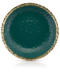 Talerz głęboki Kati Green Gold 26 cm Talerz głęboki wykonany z ceramiki w kolorze zielonym, wykończony złotą farbą. Średnica nac
