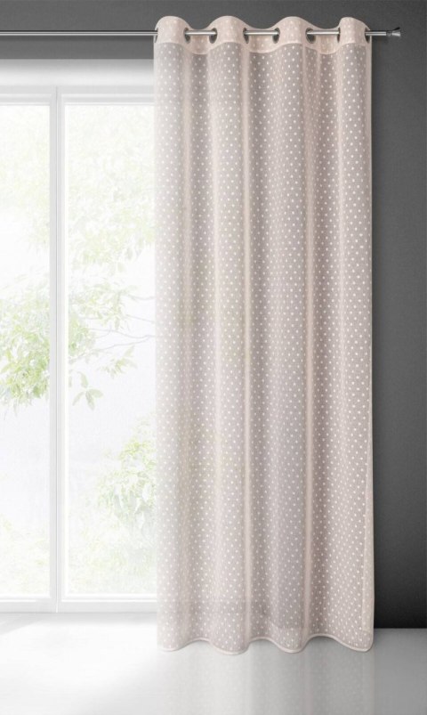 Zasłona gotowa 140x250 Hania różowa Zasłona z etaminy zdobiona groszkami