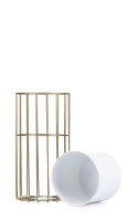 Kwietnik nowoczesny 42 złoto biały LOFT Wykonany z metalu, stojak na rośliny w ciekawym design , złoty stelaż i biała osłonka w 