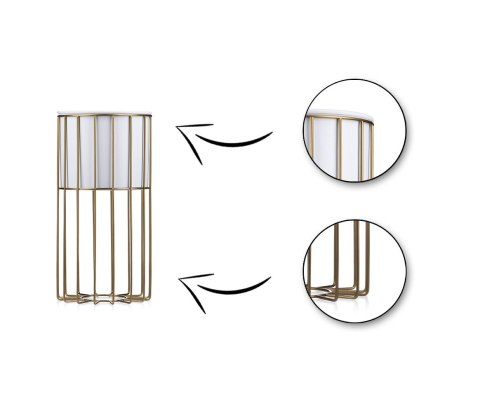 Kwietnik nowoczesny 42 złoto biały LOFT Wykonany z metalu, stojak na rośliny w ciekawym design , złoty stelaż i biała osłonka w 