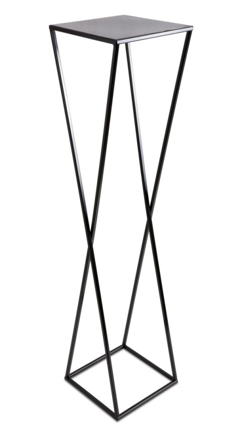 Kwietnik stojący nowoczesny czarny 100cm Wykonany z metalu, prosty i stylowy stojak na kwiatki w kolorze czarnym