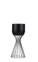 Kwietnik stojący z osłonką 46 cm LOFT Wykonany z metalu, stojak na rośliny w ciekawym design, czarny stelaż i czarna osłonka w s