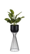 Kwietnik stojący z osłonką 56 cm LOFT Wykonany z metalu, stojak na rośliny w ciekawym design, czarny stelaż i czarna osłonka w s