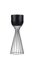 Kwietnik stojący z osłonką 56 cm LOFT Wykonany z metalu, stojak na rośliny w ciekawym design, czarny stelaż i czarna osłonka w s