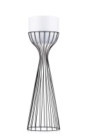Nowoczesny kwietnik czarno biały 68 cm Wykonany z metalu, stojak na rośliny w ciekawym design, czarny stelaż i biała osłonka w s