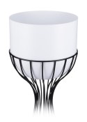 Nowoczesny kwietnik czarno biały 68 cm Wykonany z metalu, stojak na rośliny w ciekawym design, czarny stelaż i biała osłonka w s