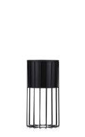 Nowoczesny kwietnik z osłonką 42 cm LOFT Wykonany z metalu, stojak na rośliny w ciekawym design , czarny stelaż i czarna osłonka