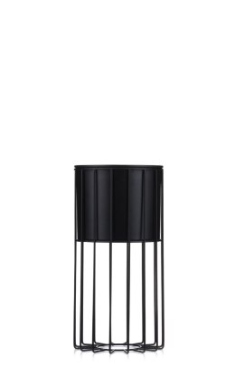 Nowoczesny kwietnik z osłonką 42 cm LOFT Wykonany z metalu, stojak na rośliny w ciekawym design , czarny stelaż i czarna osłonka