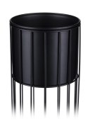 Nowoczesny kwietnik z osłonką 42 cm LOFT Wykonany z metalu, stojak na rośliny w ciekawym design , czarny stelaż i czarna osłonka