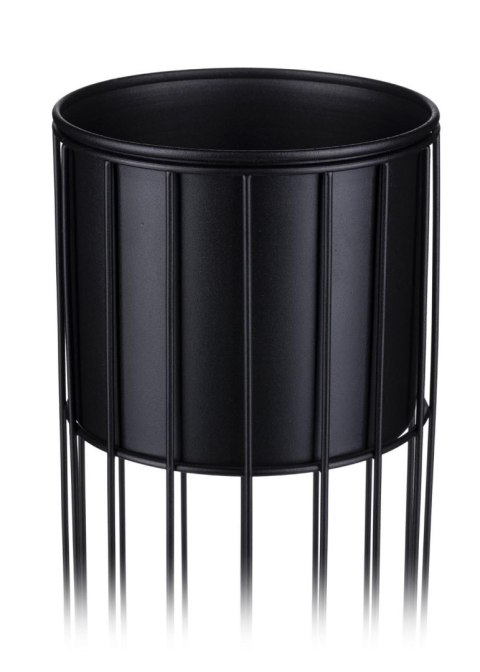 Nowoczesny kwietnik z osłonką 42 cm LOFT Wykonany z metalu, stojak na rośliny w ciekawym design , czarny stelaż i czarna osłonka