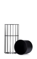 Nowoczesny kwietnik z osłonką 42 cm LOFT Wykonany z metalu, stojak na rośliny w ciekawym design , czarny stelaż i czarna osłonka