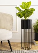 Nowoczesny kwietnik z osłonką 55 cm LOFT Wykonany z metalu, stojak na rośliny w ciekawym design , czarny stelaż i czarna osłonka