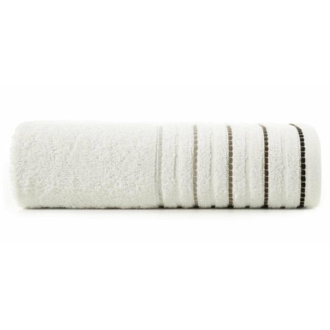 Ręcznik IZA 70x140 cm kremowy Klasyczny, jednokolorowy ręcznik z bordiurą w pasy