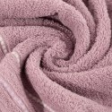 Ręcznik IZA 70x140 cm liliowy Klasyczny, jednokolorowy ręcznik z bordiurą w pasy