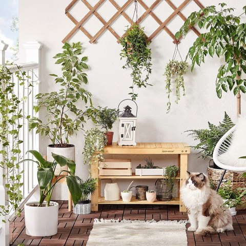 Regał na buty 3 poziomy bambusowy Szafka na buty z trzema poziomami, bambusowa w naturalnym kolorze, solidna i wytrzymała.