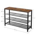 Regał na buty z półką industrialny 100cm Szafka na buty z 3 poziomami i półką na dekoracje lub akcesoria, w stylu loftowym, indu