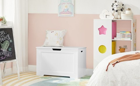 Skrzynia do przechowywania biała 76 cm Kufer biały do przechowywania zabawek w pokoju dziecięcym lub butów w przedpokoju, może p