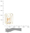 Świecznik metalowy złoty na tealighty Nowoczesny świecznik ze szklanym lampionem w kolorze bursztynowym o wymiarach: 24x15 cm