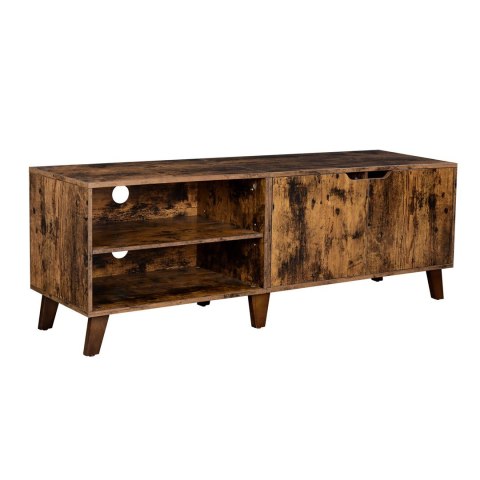 Szafka pod telewizor RTV brąz VINTAGE Szafka pod TV wykonana z solidnej płyty MDF i wytrzymałej czarnej metalowej ramy w stylu l