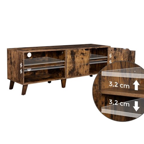 Szafka pod telewizor RTV brąz VINTAGE Szafka pod TV wykonana z solidnej płyty MDF i wytrzymałej czarnej metalowej ramy w stylu l