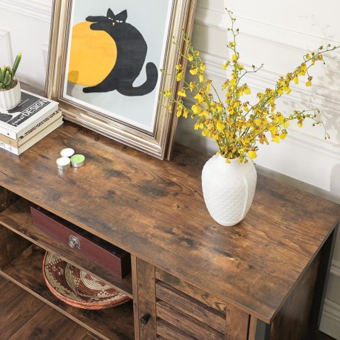 Szafka pod telewizor RTV z drzwiczkamiSzafka RTV wykonana z trwałej płyty MDF i solidnej czarnej metalowej ramy w stylu loftowym