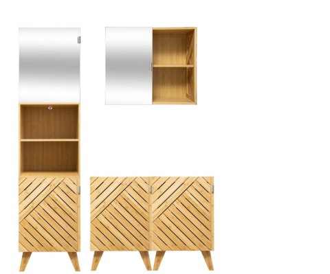 Bambusowa szafka modułowa z lustrem