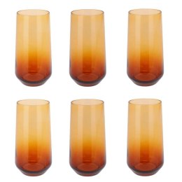 Komplet szklanek 470 ml 6 szt amber Zestaw wysokich, eleganckich szklanek wykonanych z odpornego szkła, sprawdzi się do serwowan