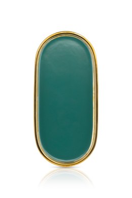 Komplet tac dekoracyjnych Lovia Green Dwie owalne tace dekoracyjne wykonane z ceramiki w kolorze zielonym, wykończone złotą farb
