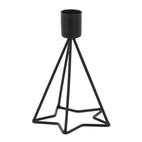 Świeczniki świąteczne metalowe 2 szt. Komplet dwóch świątecznych świeczników z motywem gwiazdy, wykonany z metalu w czarnym kolo