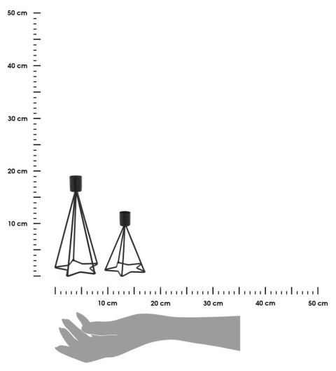Świeczniki świąteczne metalowe 2 szt. Komplet dwóch świątecznych świeczników z motywem gwiazdy, wykonany z metalu w czarnym kolo