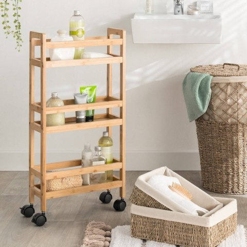 Bambusowy wózek na kółkach 3 poziomy