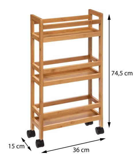 Bambusowy wózek na kółkach 3 poziomy