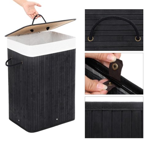 Kosz bambusowy czarny stojący 40cm