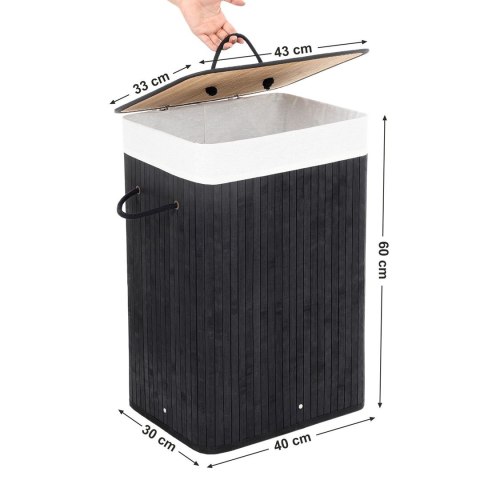 Kosz bambusowy czarny stojący 40cm