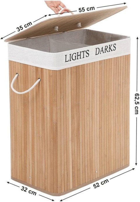 Kosz bambusowy naturalny stojący 52 cm