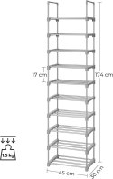 Modułowa szafka na buty szara 174 cm