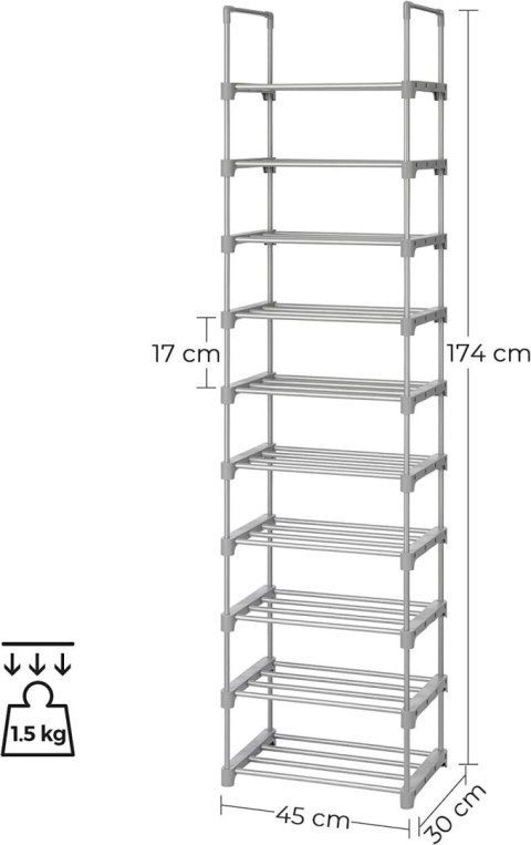 Modułowa szafka na buty szara 174 cm