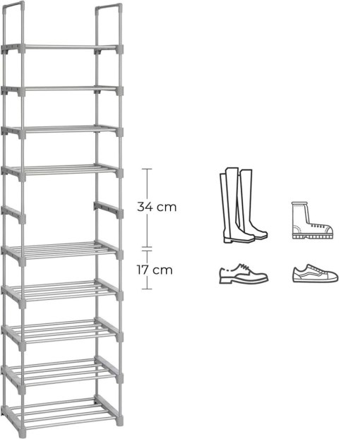 Modułowa szafka na buty szara 174 cm