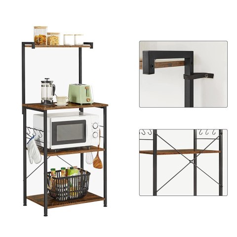 Półka szafka kuchenna wyspa 60 cm pojemnWykonana z metalu oraz płyty MDF, solidna i stylowa półka kuchenna, rustykalna