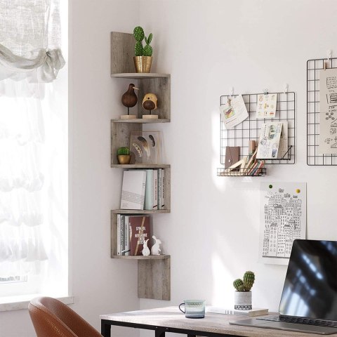 Półka wisząca narożna na książki szary