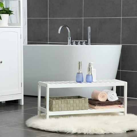 Szafka na buty bambusowa biała 70 cm