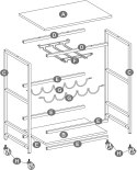 Barek na kółkach na butelki i kieliszki