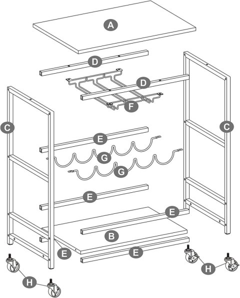 Barek na kółkach na butelki i kieliszki