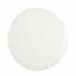 Podkładka BOHO/1 biała średnica 38 cm Podkładka na stół dekoracyjna BOHO z frędzlami w kolorze białym, rozmiar: 38 x 38 cm