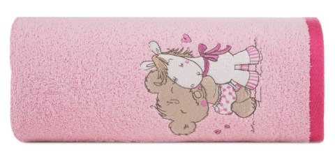 Ręcznik BABY43 50x90 cm różowy Mięciutki i bardzo delikatny dziecięcy ręcznik kąpielowy z chłonnej tkaniny frotte z naturalnej 