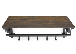 Półka ścienna wieszak na ubrania LOFT Wisząca półka ścienna z 5 haczykami na ubrania wykonana z płyty wiórowej i stalowymi szyna