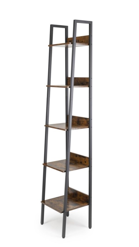 Regał drabinkowy 5 poziomów wąski LOFT Drabinkowy regał w stylu loftowym wykonany z płyty MDF i stali do wyeksponowania pamiątek