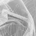 Zasłona LEILA 140x260 biała liście Zasłona gotowa ze srebrnym nadrukiem liści z przelotkami